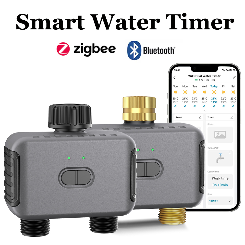 Smart Garden Zigbee - Tuyaสมาร์ทจับเวลาน้ําZigbee/BTอัตโนมัติชลประทานController 2 Outlet Sprinklerรดน้ําระบบสนับสนุนAlexa Google