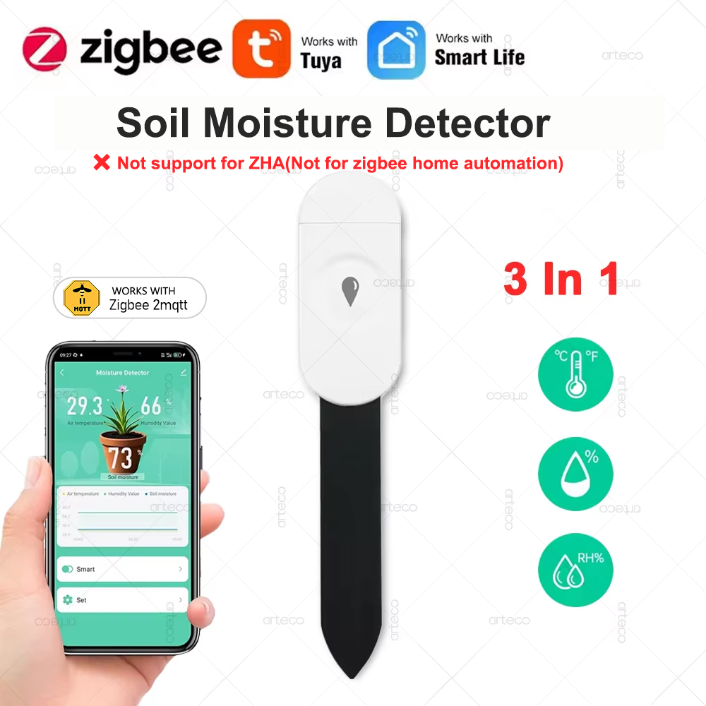 Smart Garden Zigbee - Tuya Zigbee 3.0 เครื่องทดสอบความชื้นดินอุณหภูมิความชื้นเซนเซอร์ Smart Life