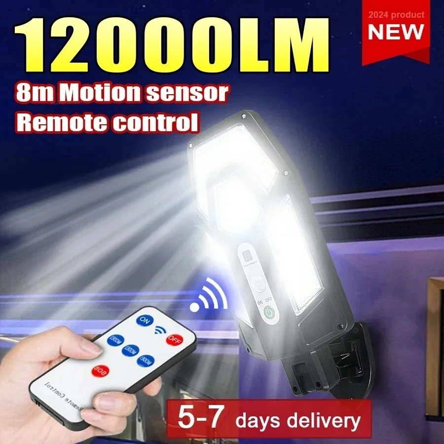 Smart Led Garden - โคมไฟติดผนังพลังงานแสงอาทิตย์ทรงพลัง 12000 ลูเมน พร้อมรีโมท ไฟส่องสว่างกลางแจ้งกันน้ำระดับ IP65