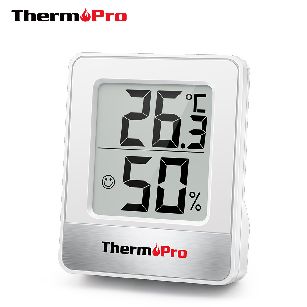 Garden Weather Station - ThermoPro TP49 Mini Weather Station เครื่องวัดอุณหภูมิในร่มเครื่องวัดความชื้นสีดําสีขาวเครื่องวัดอุณหภูมิความชื้น