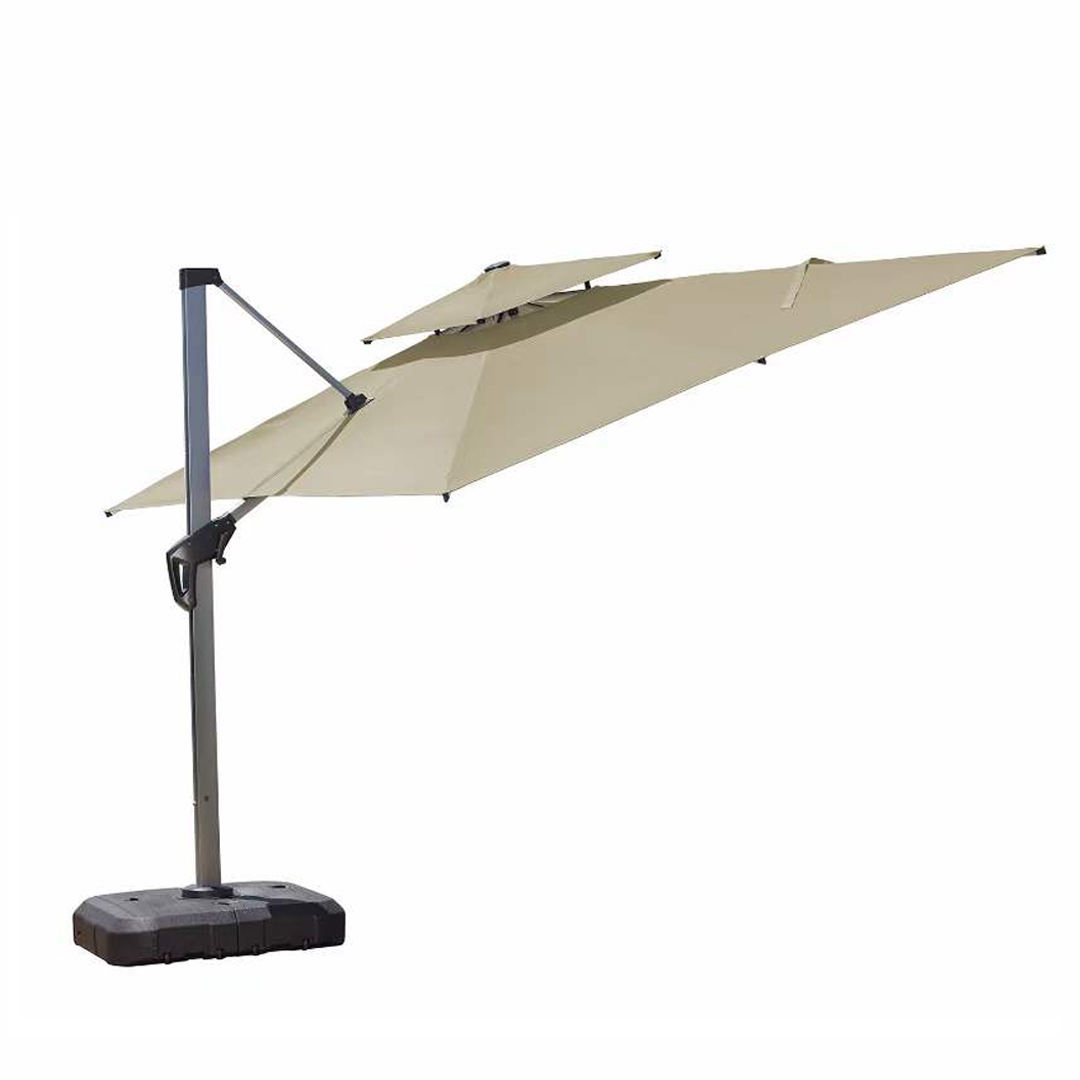 Smart Garden Umbrella - ร่มกันแดดอลูมิเนียมสีทองตกแต่งสวนอัจฉริยะ ขนาด 3 เมตร ทรงกลม แบบโรมัน