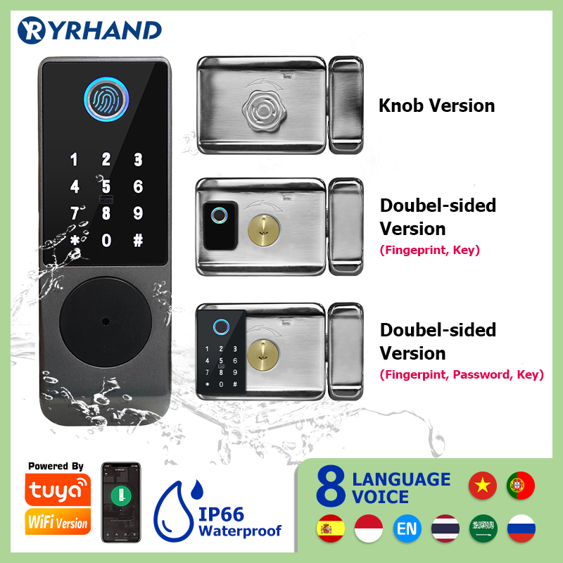 Smart Garden Gate Lock - Tuya สมาร์ทล็อคกันน้ำ Wifi คู่ลายนิ้วมือล็อคสมาร์ทดิจิตอลรหัสประตูล็อคอิเล็กทรอนิกส์สำหรับความปลอดภัยในบ้าน Mortise