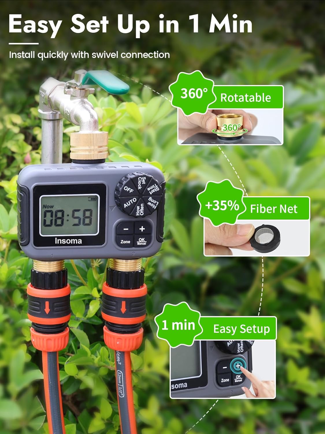 Insoma สมาร์ทระบบรดน้ําชลประทา - Smart Garden Sphagnum Moss บทวิจารณ์และราคา
